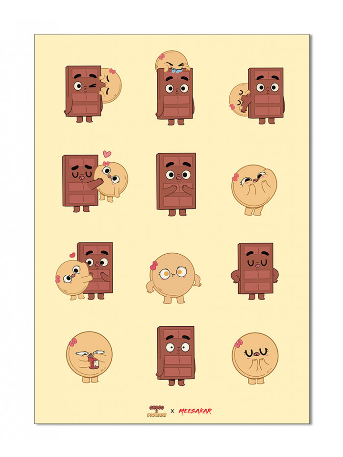 Choco n Pancake Emoji - Sticker sheet
